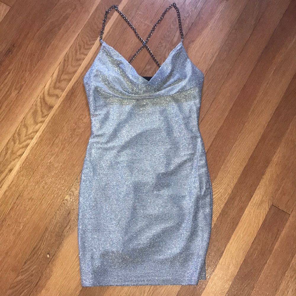 Sparkling Silver Fitted Dress